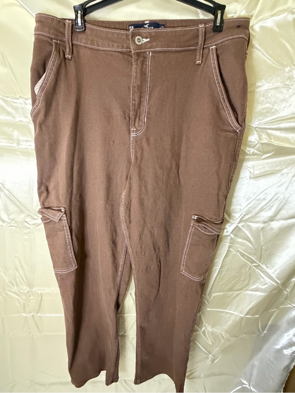 Hollister Ultra High Rise Dad Jeans 15R W32 L31 Brown Cargo Utility Pants